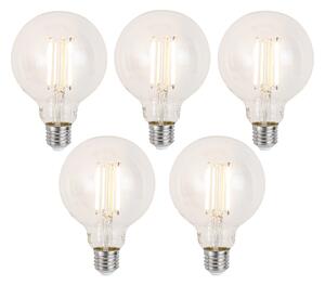 Set 5 becuri Becuri LED inteligente E27 reglabile G95 transparente 7W 806lm 2700-6500K