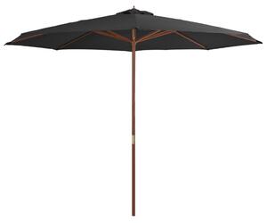 Umbrelă de soare de exterior, stâlp din lemn, antracit, 350 cm