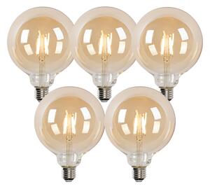 Set de 5 becuri LED inteligente E27 G125 aurii 4.9W 470lm 1800-4000K