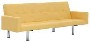 Canapea extensibilă cu brațe, galben, poliester