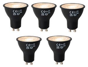 Set de 5 becuri LED GU10 cu 3 trepte de intensitate, negre, 6W, 430 lm, 2000 - 6000K