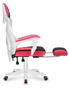 Scaun gaming ergonomic, roz, cu suport pentru picioare COMBAT 3.0