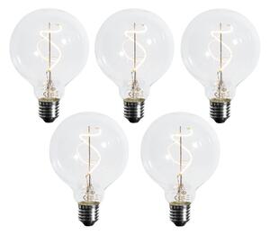 Set 5 becuri Bec cu filament spirală LED E27 reglabil G95 4W 270lm 2700K