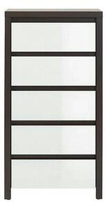 Comoda KASPIAN KOM5S, alb lucios/wenge, PAL, 56x41x113 cm