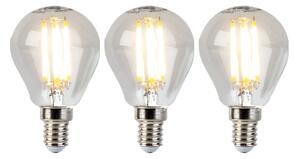 Set de 3 becuri LED cu filament E14 reglabile P45 5W 470lm 2700K