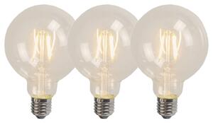 Set de 3 becuri LED cu filament E27 G95 4W 320lm 2700K