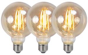 Set de 3 becuri LED reglabile E27 G95 fum 5W 380lm 2200K