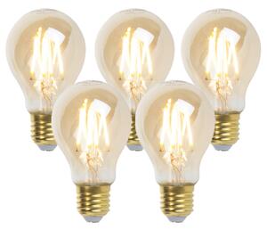 Set de 5 becuri LED cu dimmer E27 Goldline 5W 380lm 2200K