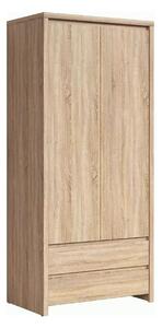 Dulap KASPIAN, stejar sonoma, PAL, cu 2 usi si 2 sertare, 90x56x201 cm