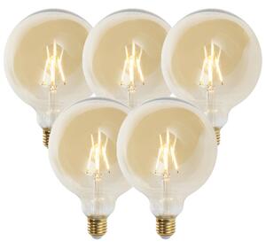 Set de 5 becuri LED reglabile E27 G125 auriu 5W 450lm 2200K