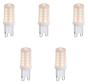 Set de 5 becuri LED G9 reglabile cu intensitate luminoasă, opal, 1.2W, 100lm, 2200K
