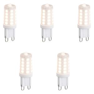 Set de 5 becuri LED G9 reglabile cu intensitatea luminii, opal, 3W, 250lm, 3000K