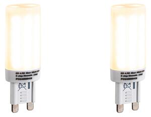 Set de 2 becuri LED G9 reglabile în 3 trepte opal 4,5W 500lm 2700K