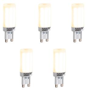 Set de 5 becuri LED G9 reglabile în 3 trepte opal 4,5W 500lm 2700K
