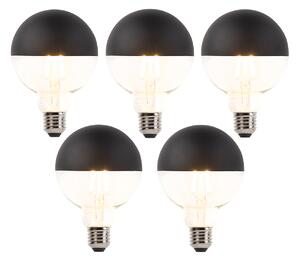 Set de 5 becuri LED cu filament reglabile E27 G95 negru 550lm 2700K