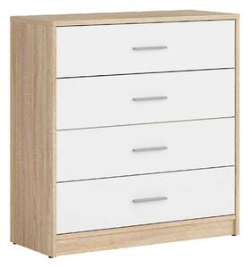 Comoda NEPO PLUS, alb/stejar sonoma, PAL laminat, 80x34x84 cm