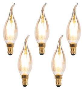 Set de 5 becuri cu filament LED tip lumânare E14 reglabile 240V 3W 250lm