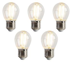 Set de 5 becuri LED E27 P45 transparente 2W 200lm 2700K