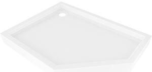 Mexen Flow+, cădiță de duș pentagonală, stânga, 100 x 80 cm, alb lucios, 46P108010LH