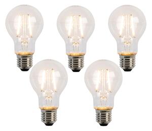 Set de 5 becuri cu filament LED E27 A60 2W 210lm 2200K