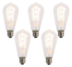 Set de 5 becuri LED cu filament spiralat E27 ST64 5W 400 lm 2200K