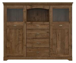 Vitrina PATRAS KOM2W4S, stejar april, PAL, 153x45x129 cm