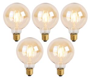 Set de 5 becuri LED reglabile cu 3 trepte E27 G95 Goldline 5W 530lm 2200K