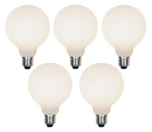 Set de 5 becuri LED reglabile cu 3 trepte E27 G95 mat 5W 550lm 3000K