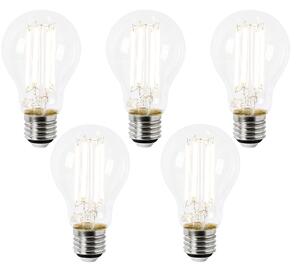 Set de 5 becuri LED E27 A60 transparente 2.2W 470lm 2700K