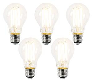 Set de 5 becuri LED E27 A60 transparente 3,8W 806lm 2700K