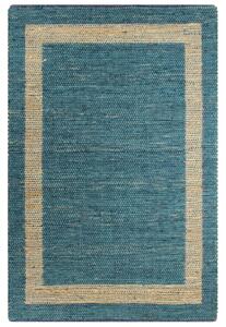 Covor manual, albastru, 160 x 230 cm, iută