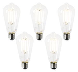 Set de 5 becuri LED E27 ST64 transparente 2.2W 470lm 2700K