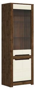 Vitrina RUSO, stejar april/alb perla, PAL/sticla securizata, 69x46x205