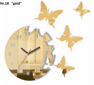 Ceas de perete autoadeziv cu motiv fluture Alb