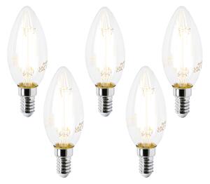 Set de 5 becuri LED E14 B35 transparente 2.2W 470lm 2700K