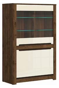 Vitrina RUSO, bej/stejar inchis, 104x46x159 cm