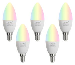 Set de 5 becuri LED Smart E14 C37 Opal RGBW 4.9W 470 lm 2700-6500K