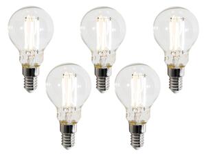 Set de 5 becuri LED inteligente E14 P45 transparente 4,2W 470 lm 2700-6500K