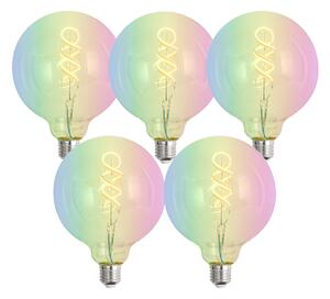 Set 5 becuri Becuri LED inteligente E27 reglabile G125 RGBW luminoase 4W 250lm 2700K