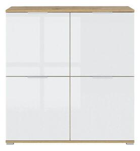 Comoda ZELE KOM4D, alb/stejar wotan, PAL, 104x41x106 cm