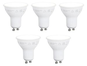 Set de 5 becuri LED inteligente GU10 50mm, reglabile, opale, 7W, 630 lm, 2700K