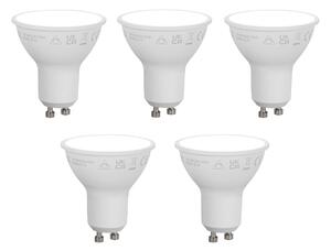 Set de 5 becuri LED inteligente GU10 50mm, reglabile, opale, 7W, 630 lm, 4000K
