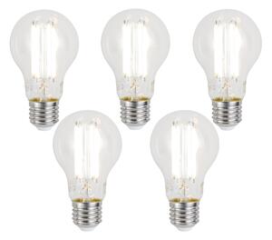 Set de 5 becuri LED inteligente E27, reglabile, A60, transparente, 7W, 806 lm, 2700-6500K, Zigbee