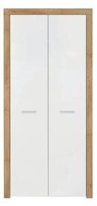 Dulap BALDER, alb lucios/stejar riviera, PAL, cu 2 usi, 90x52x192 cm