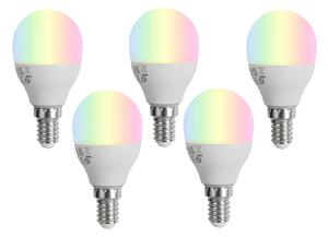 Set de 5 becuri LED E14 inteligente, reglabile, G45 Opal 4,9W 470 lm 2700-6500K