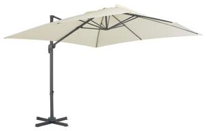 Umbrelă suspendată cu stâlp din aluminiu, nisipiu, 300x300 cm