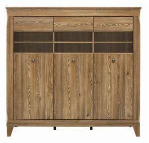 Vitrina BERGEN REG3W, stejar, PAL/sticla securizata, 156x47x151 cm