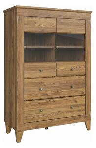 Vitrina BERGEN REG2W2S, stejar, PAL/sticla securizata, 102x47x151 cm