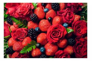 Panou decorativ, protectie plita, Trandafiri&Fructe, 60x50 cm