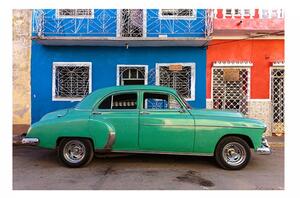 Panou decorativ bucatarie, protectie plita, print UV model Cuba Vintage, 60x50 cm